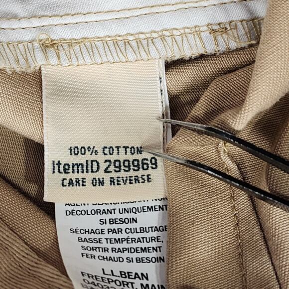 LL Bean Pants Womens 14 PETITE Tan Khaki Classic Fit High Rise Straight Leg - Picture 6 of 13